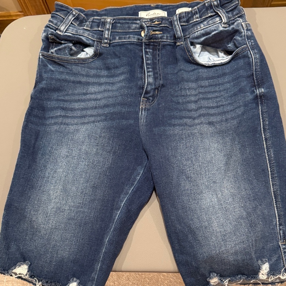 KanCan Dark Blue Distressed Denim Shorts